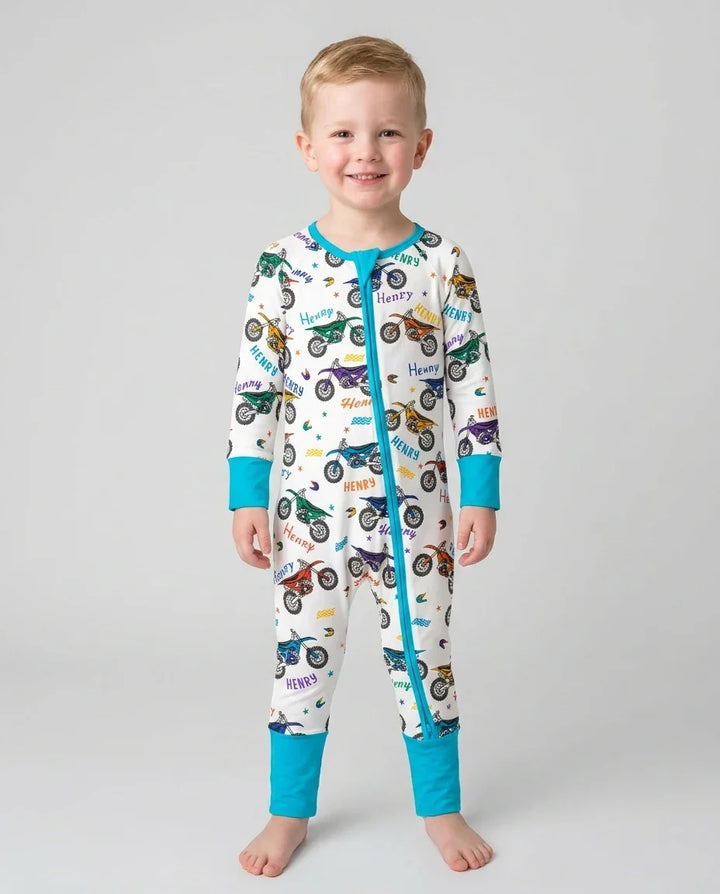 Dirt Track Dreamer Custom Name Daddy & Me Matching Bamboo Convertible Zippy