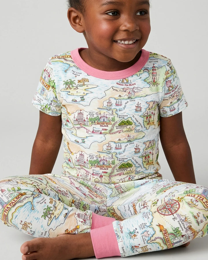Once Upon A Map Mommy & Baby Matching Bamboo Two Piece Short Sleeve Pajama Set
