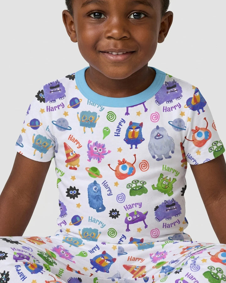 Monster Mash Crew Custom Name Bamboo Two Piece Short Sleeve Pajama Set