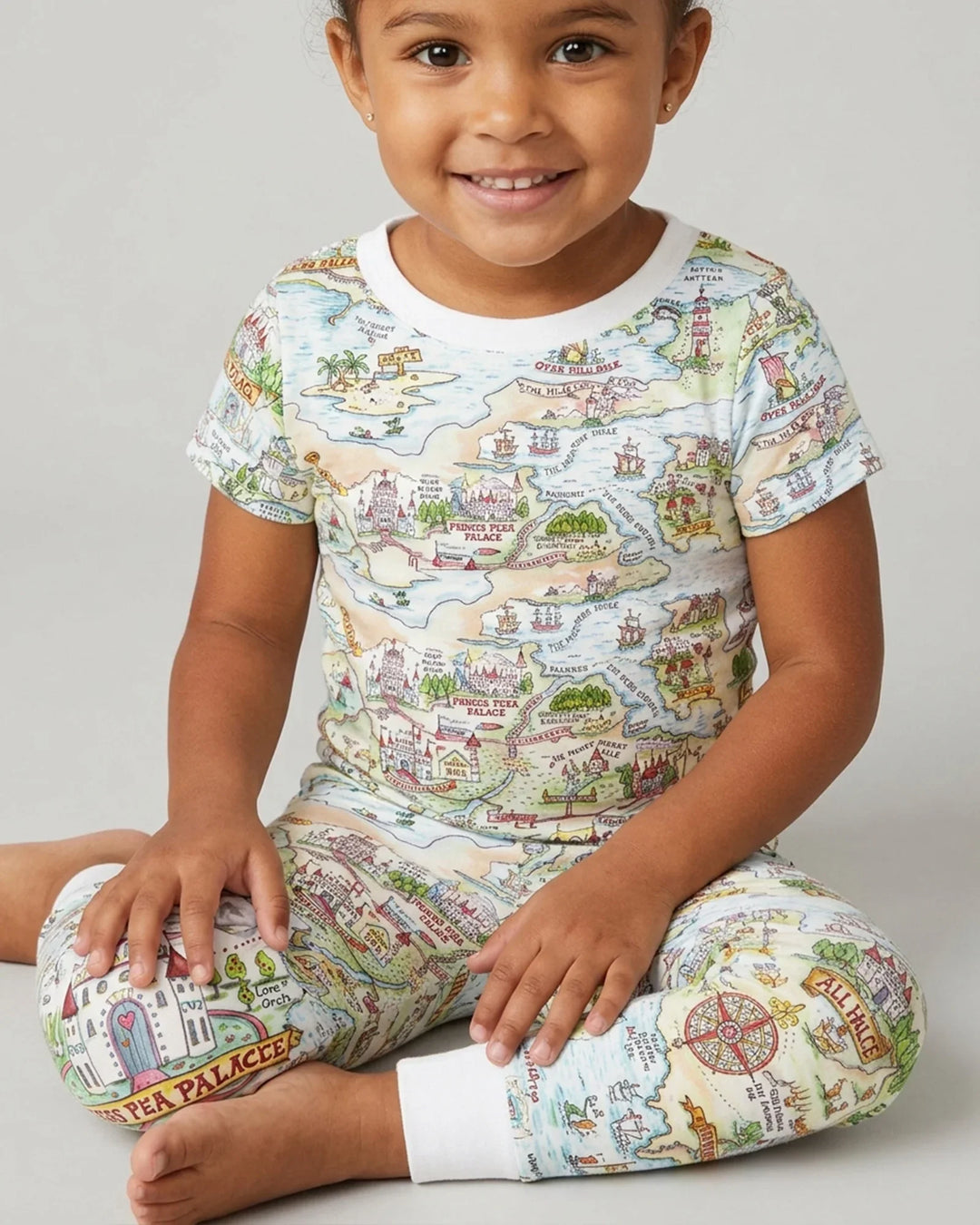 Once Upon A Map Mommy & Baby Matching Bamboo Two Piece Short Sleeve Pajama Set