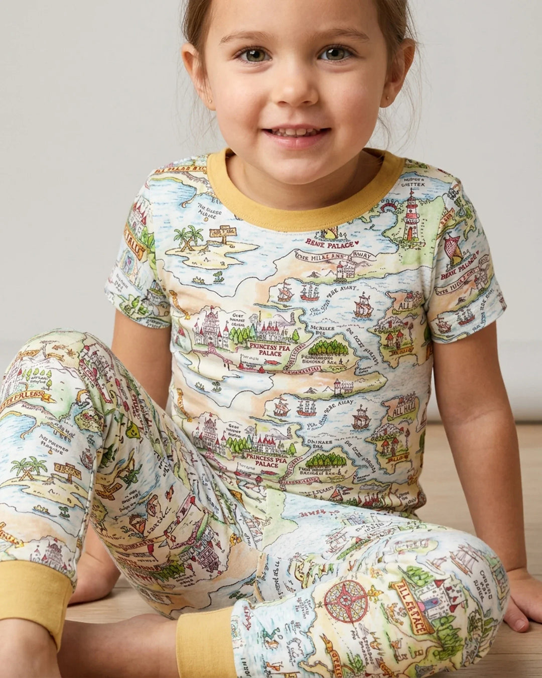 Once Upon A Map Mommy & Baby Matching Bamboo Two Piece Short Sleeve Pajama Set