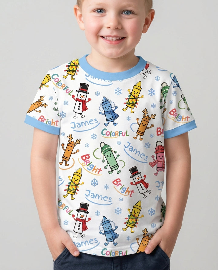 Custom Name Bright & Colorful Bamboo Crewneck T-Shirt