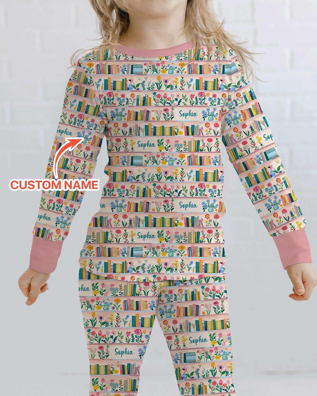 Personalized Book Lover Bamboo Two Piece Long Sleeve Pajama Set