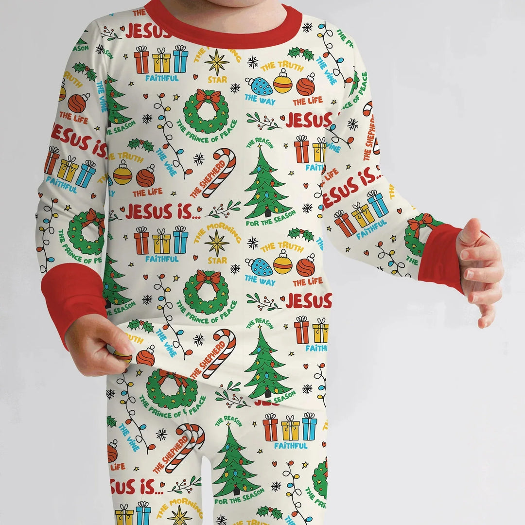 Jesus Is The Reason For The Season Two Piece Long Sleeve Pajama Set , Jesus Is The Reason For The Season Two Piece Long Sleeve Pajama Set - 12-18M