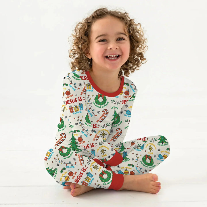 Jesus Is The Reason For The Season Two Piece Long Sleeve Pajama Set , Jesus Is The Reason For The Season Two Piece Long Sleeve Pajama Set - 12-18M