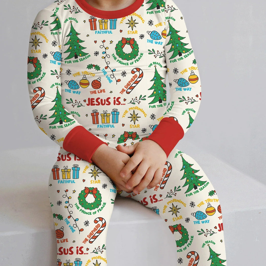 Jesus Is The Reason For The Season Two Piece Long Sleeve Pajama Set , Jesus Is The Reason For The Season Two Piece Long Sleeve Pajama Set - 12-18M