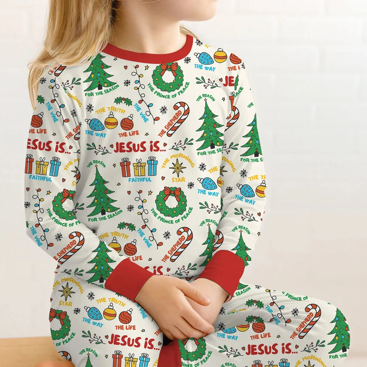 Jesus Is The Reason For The Season Two Piece Long Sleeve Pajama Set , Jesus Is The Reason For The Season Two Piece Long Sleeve Pajama Set - 12-18M