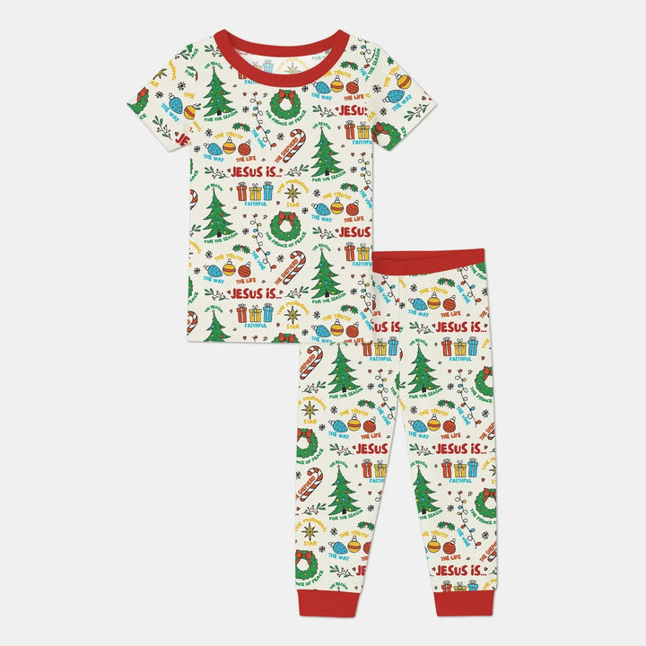Jesus Is The Reason For The Season Two Piece Short Sleeve Pajama Set , Jesus Is The Reason For The Season Two Piece Short Sleeve Pajama Set - 12-18M