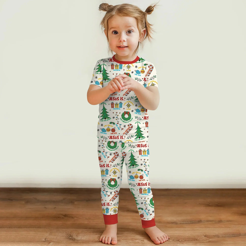 Jesus Is The Reason For The Season Two Piece Short Sleeve Pajama Set , Jesus Is The Reason For The Season Two Piece Short Sleeve Pajama Set - 12-18M