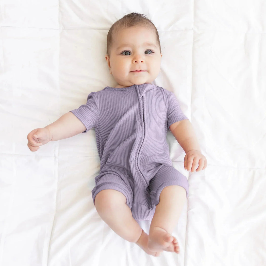 Lavender Ribbed Shorty Zippy , Lavender Ribbed Shorty Zippy - 0-3M