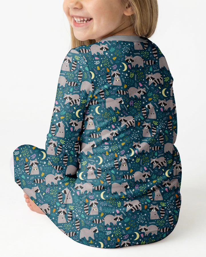 Midnight Raccoons Bamboo Two Piece Long Sleeve Pajama Set