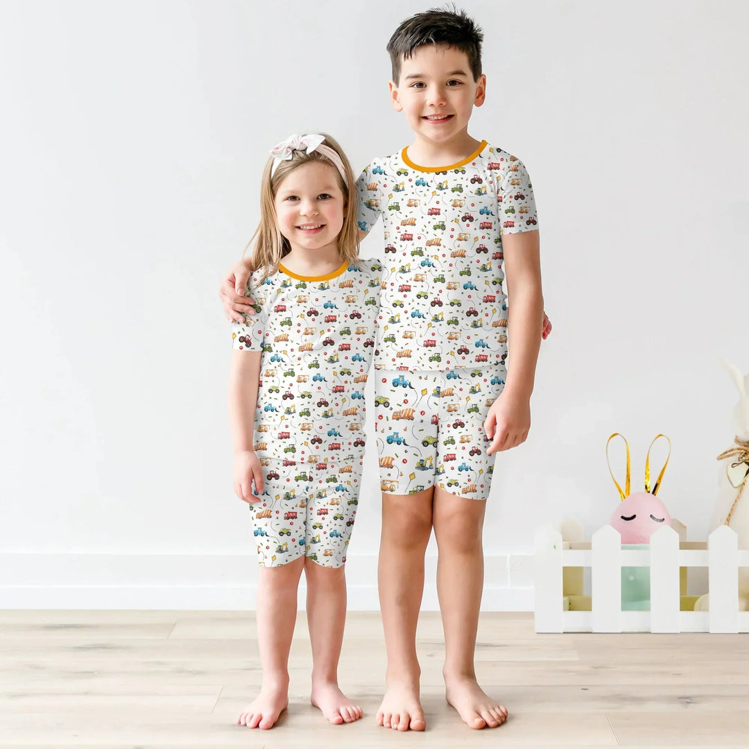 Little Construction Heroes Two Piece Short Sleeve Shorts Pajama Set , Little Construction Heroes Two Piece Short Sleeve Shorts Pajama Set - 12-18M