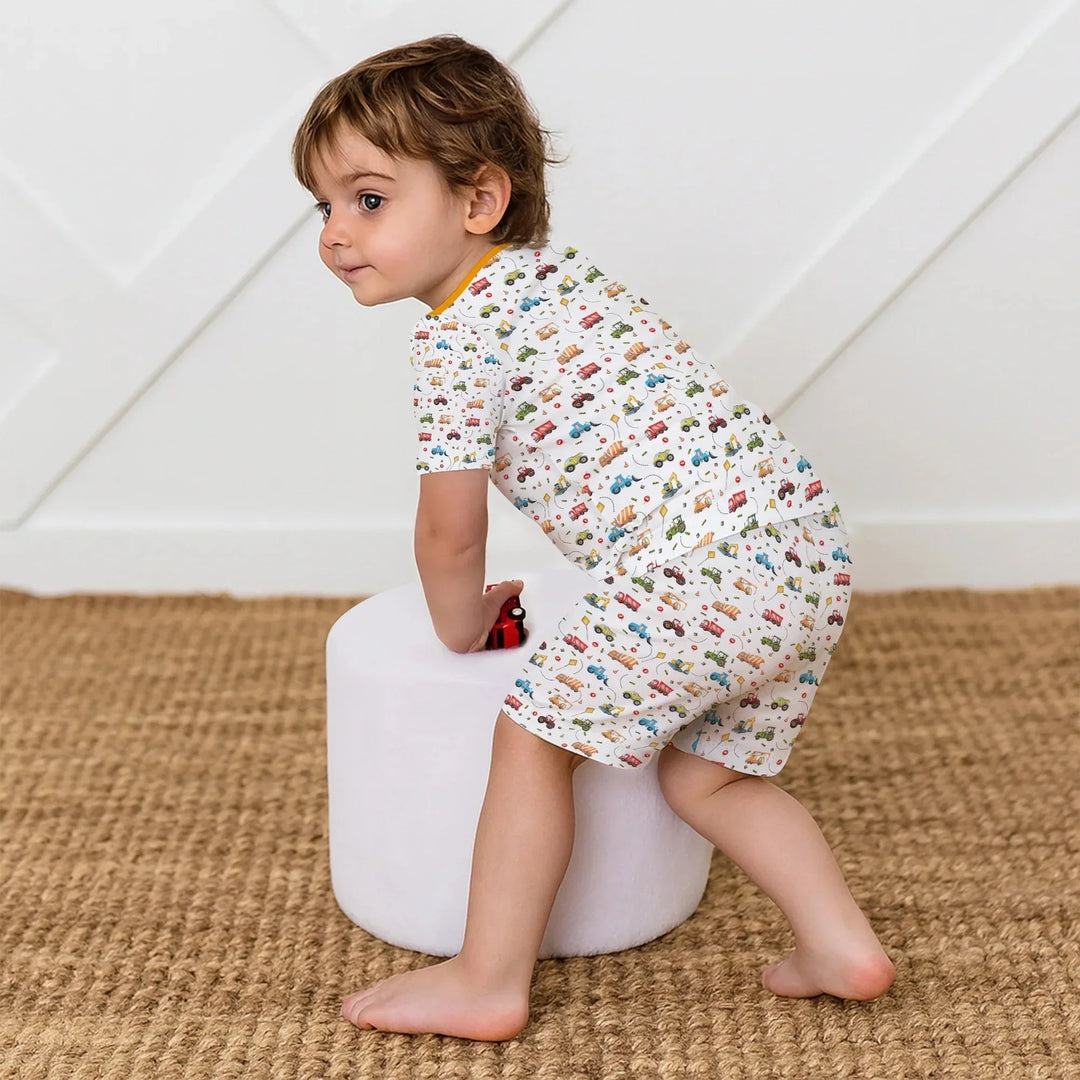 Little Construction Heroes Two Piece Short Sleeve Shorts Pajama Set , Little Construction Heroes Two Piece Short Sleeve Shorts Pajama Set - 12-18M