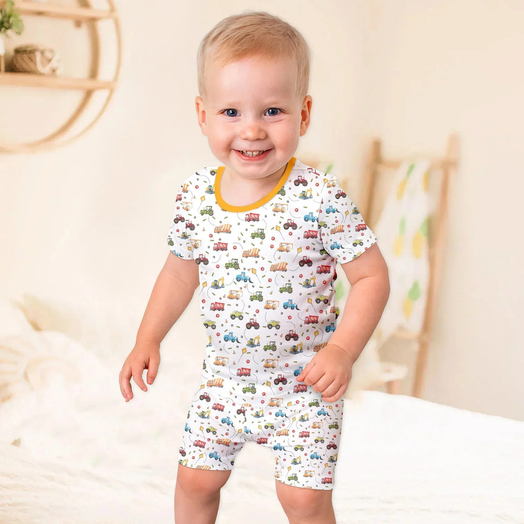 Little Construction Heroes Two Piece Short Sleeve Shorts Pajama Set , Little Construction Heroes Two Piece Short Sleeve Shorts Pajama Set - 12-18M