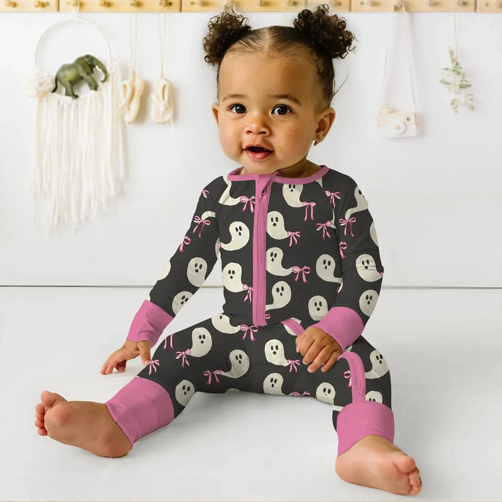 Little Ghosts Shorty Zippy For Halloween , Little Ghosts Shorty Zippy For Halloween - 0-3M