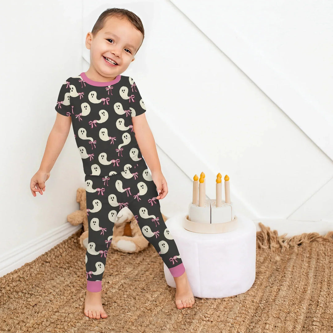 Little Ghosts Two Piece Short Sleeve Pajama Set For Haloween , Little Ghosts Two Piece Short Sleeve Pajama Set For Haloween - 12-18M