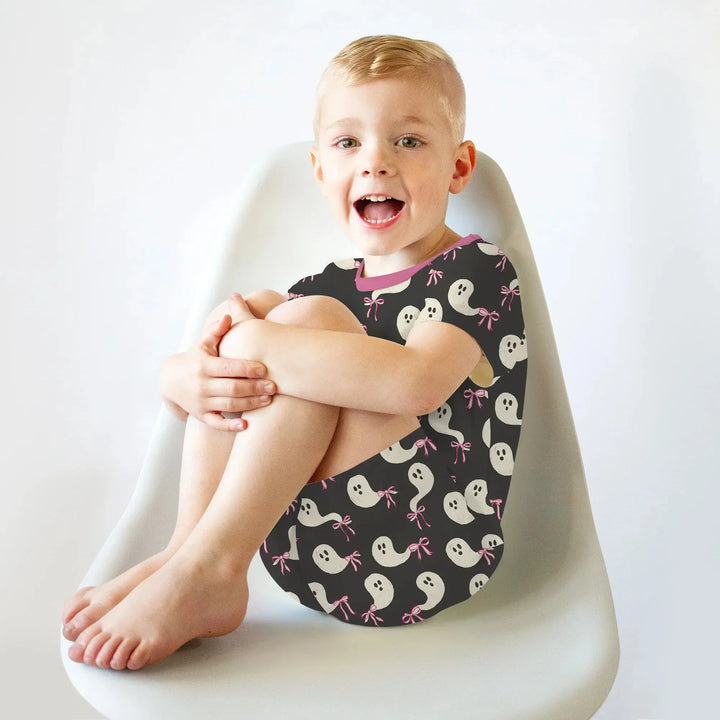 Little Ghosts Two Piece Short Sleeve Shorts Pajama Set For Halloween , Little Ghosts Two Piece Short Sleeve Shorts Pajama Set For Halloween - 12-18M