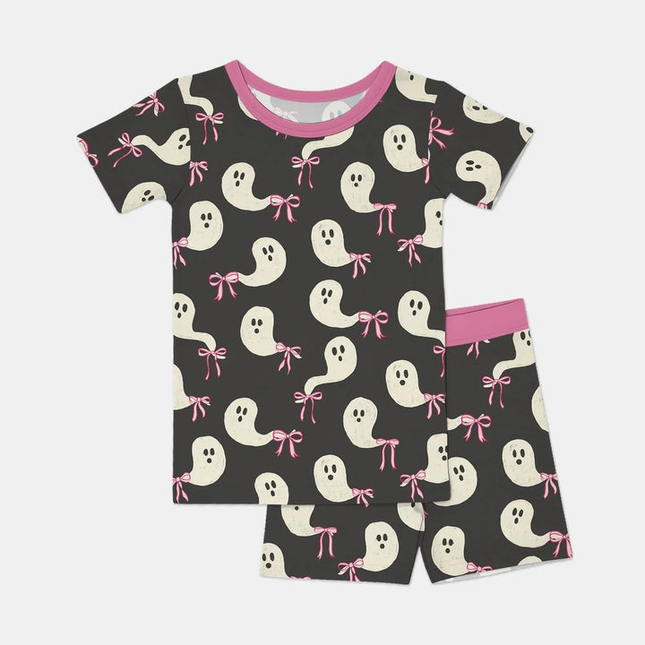 Little Ghosts Two Piece Short Sleeve Shorts Pajama Set For Halloween , Little Ghosts Two Piece Short Sleeve Shorts Pajama Set For Halloween - 12-18M