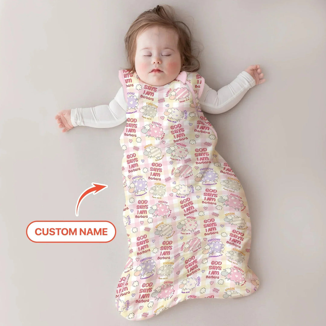 Little Lamb God Says I Am Custom Name Sleep Bag , Little Lamb God Says I Am Custom Name Sleep Bag - XS / 0.5 TOG