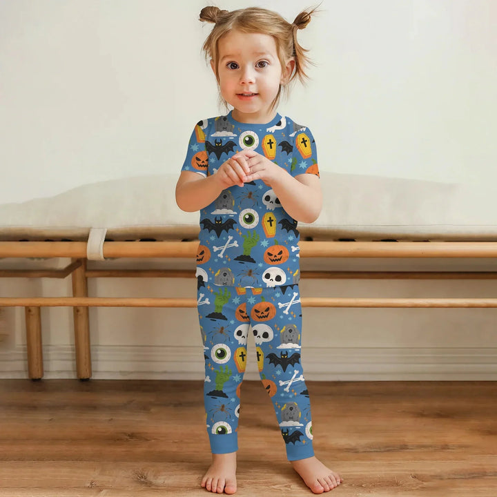 Little Monsters Two Piece Short Sleeve Pajama Set For Haloween , Little Monsters Two Piece Short Sleeve Pajama Set For Haloween - 12-18M