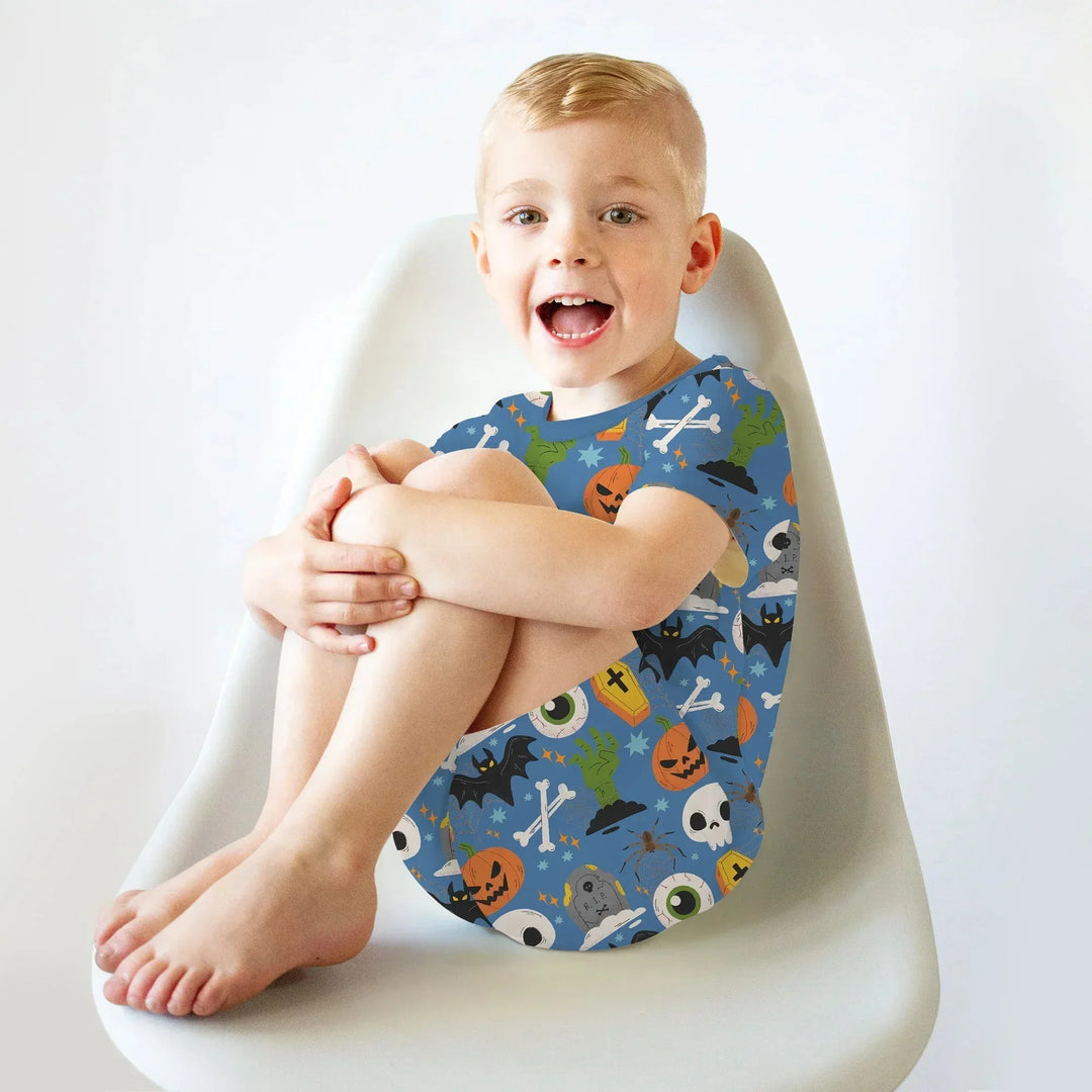 Little Monsters Two Piece Short Sleeve Shorts Pajama Set For Halloween , Little Monsters Two Piece Short Sleeve Shorts Pajama Set For Halloween - 12-18M