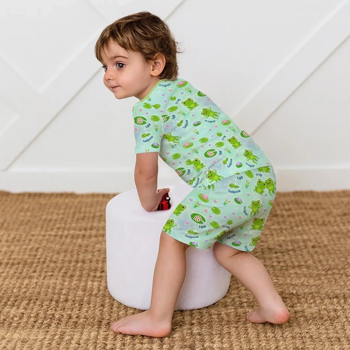 Little Wonders From Tadpole to Frog Two Piece Short Sleeve Shorts Pajama Set , Little Wonders From Tadpole to Frog Two Piece Short Sleeve Shorts Pajama Set - 12-18M