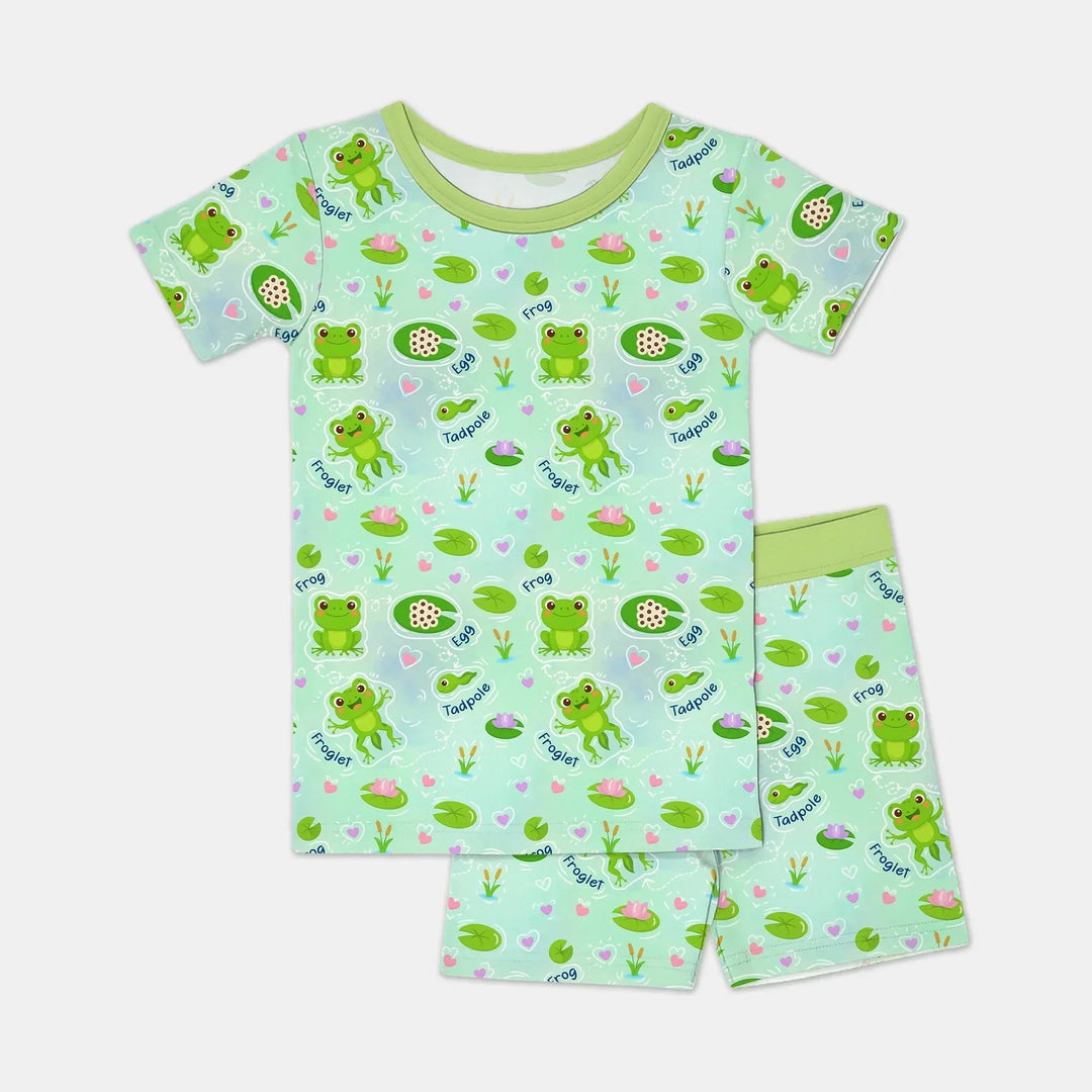 Little Wonders From Tadpole to Frog Two Piece Short Sleeve Shorts Pajama Set , Little Wonders From Tadpole to Frog Two Piece Short Sleeve Shorts Pajama Set - 12-18M