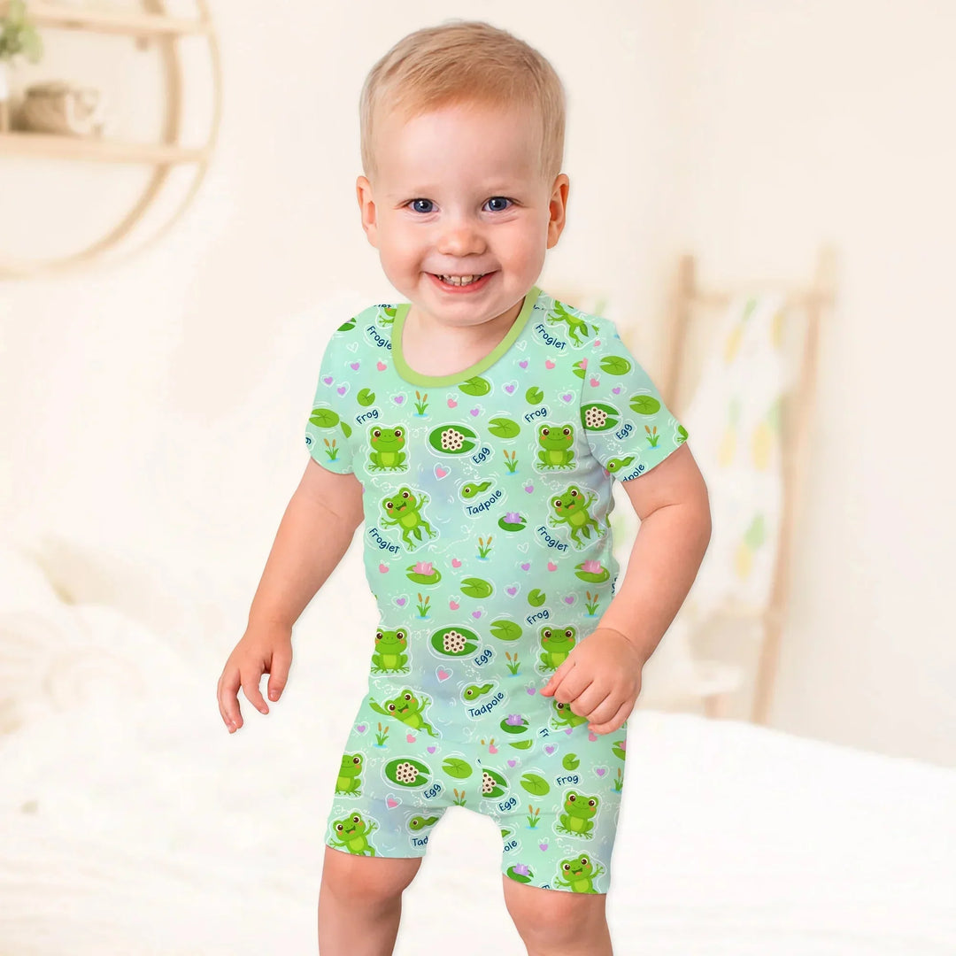 Little Wonders From Tadpole to Frog Two Piece Short Sleeve Shorts Pajama Set , Little Wonders From Tadpole to Frog Two Piece Short Sleeve Shorts Pajama Set - 12-18M