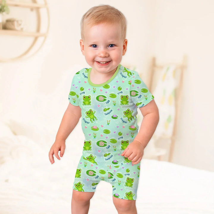 Little Wonders From Tadpole to Frog Two Piece Short Sleeve Shorts Pajama Set , Little Wonders From Tadpole to Frog Two Piece Short Sleeve Shorts Pajama Set - 12-18M