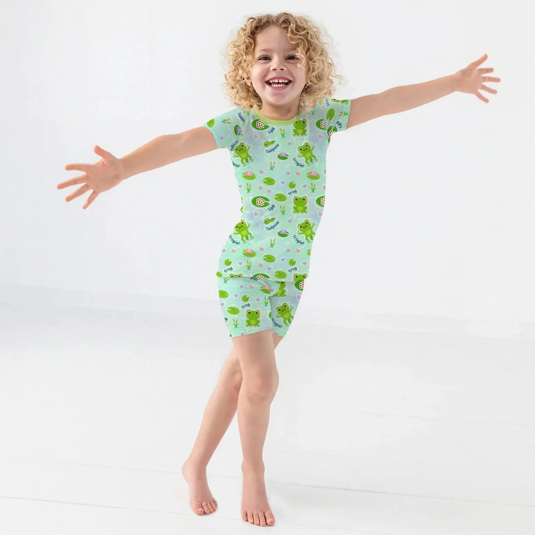Little Wonders From Tadpole to Frog Two Piece Short Sleeve Shorts Pajama Set , Little Wonders From Tadpole to Frog Two Piece Short Sleeve Shorts Pajama Set - 12-18M