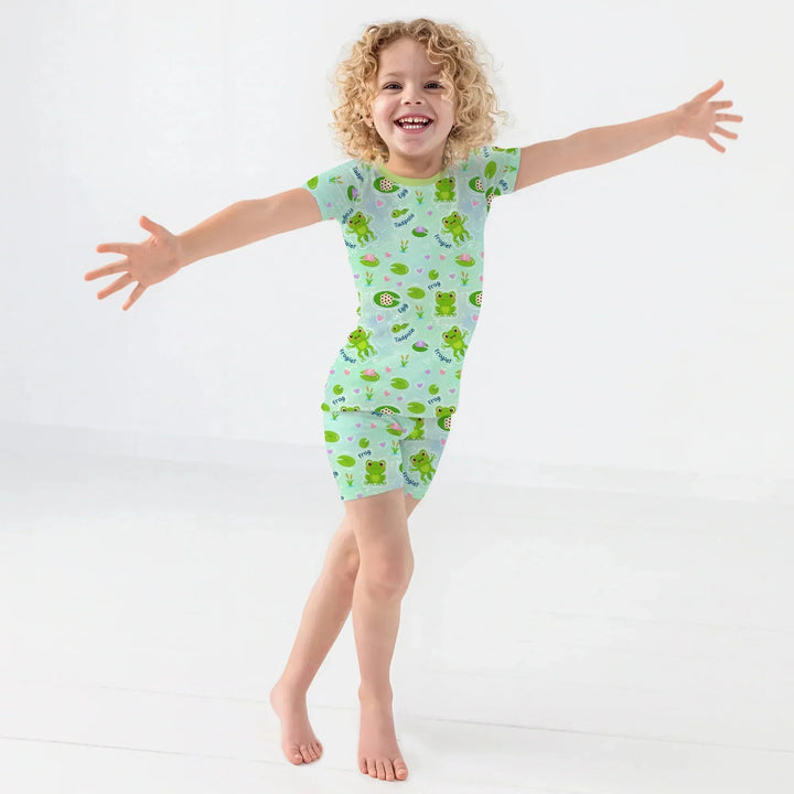 Little Wonders From Tadpole to Frog Two Piece Short Sleeve Shorts Pajama Set , Little Wonders From Tadpole to Frog Two Piece Short Sleeve Shorts Pajama Set - 12-18M