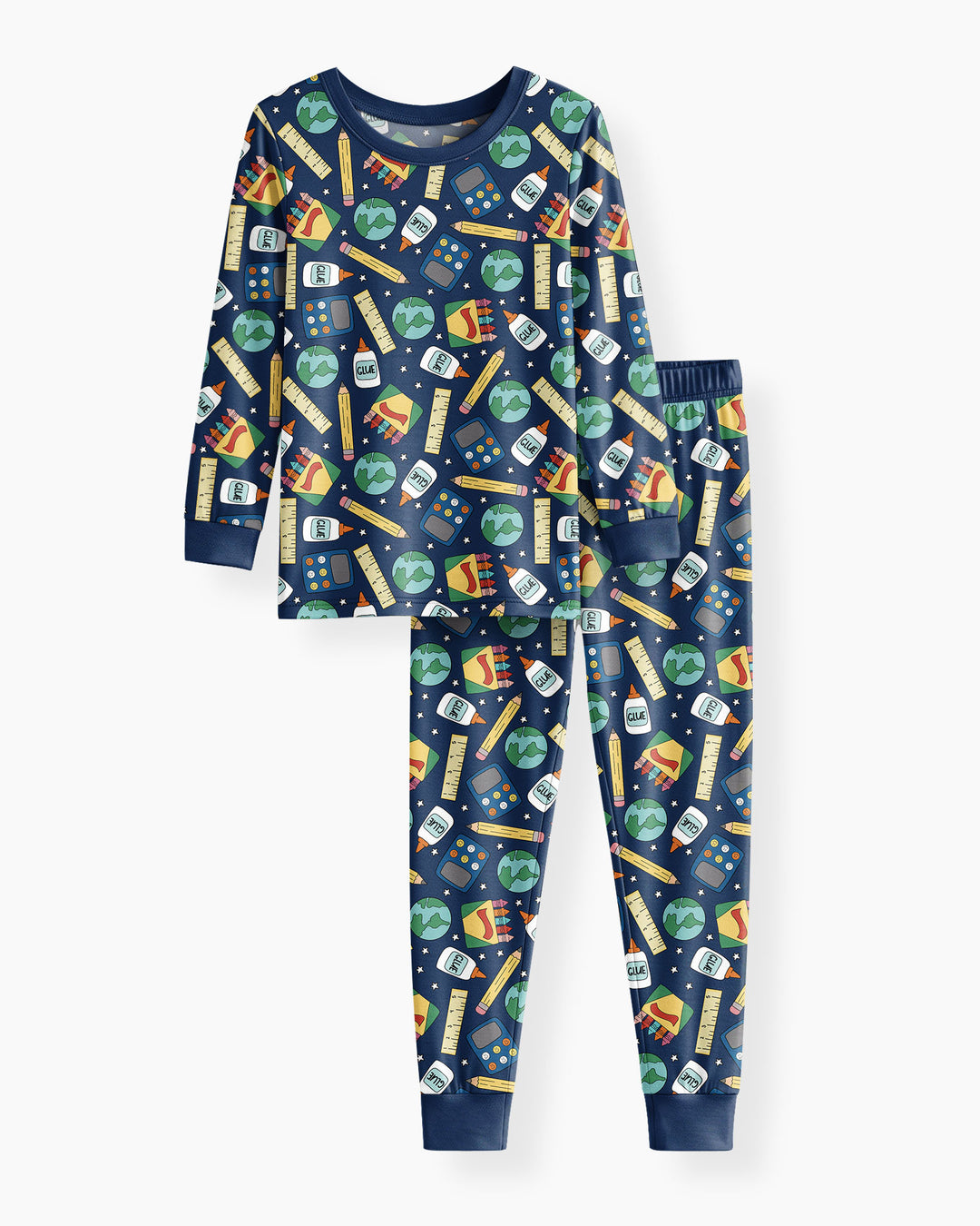 School Supply Bamboo Two Piece Long Sleeve Pajama Set