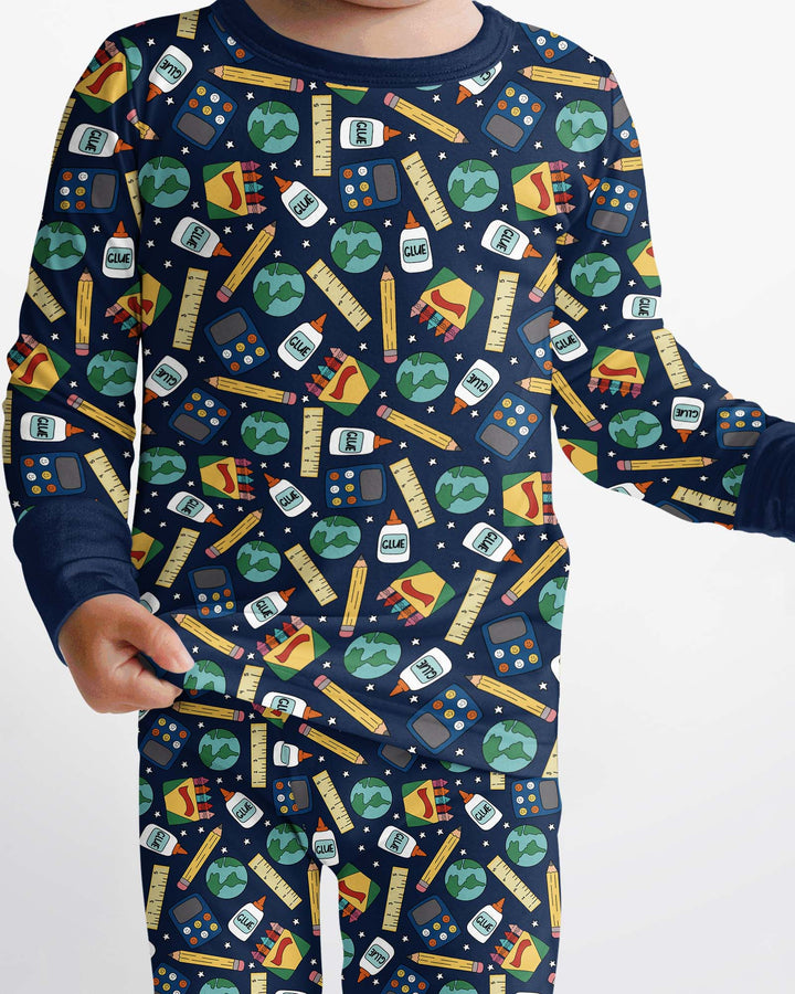 School Supply Bamboo Two Piece Long Sleeve Pajama Set