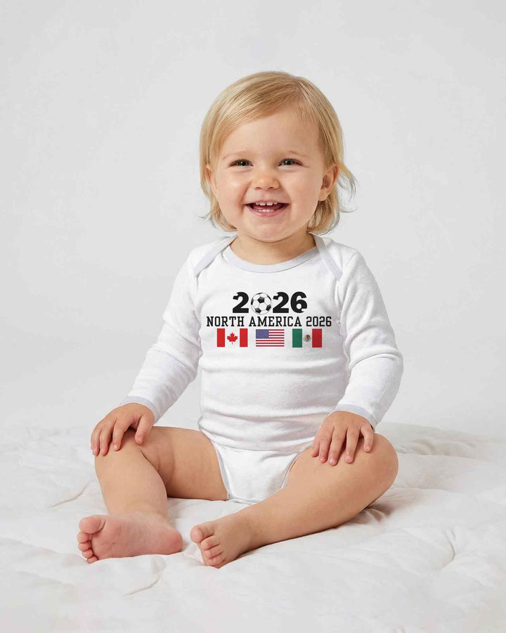Soccer 2026 USA Canada Mexico Flags Bamboo Bodysuit