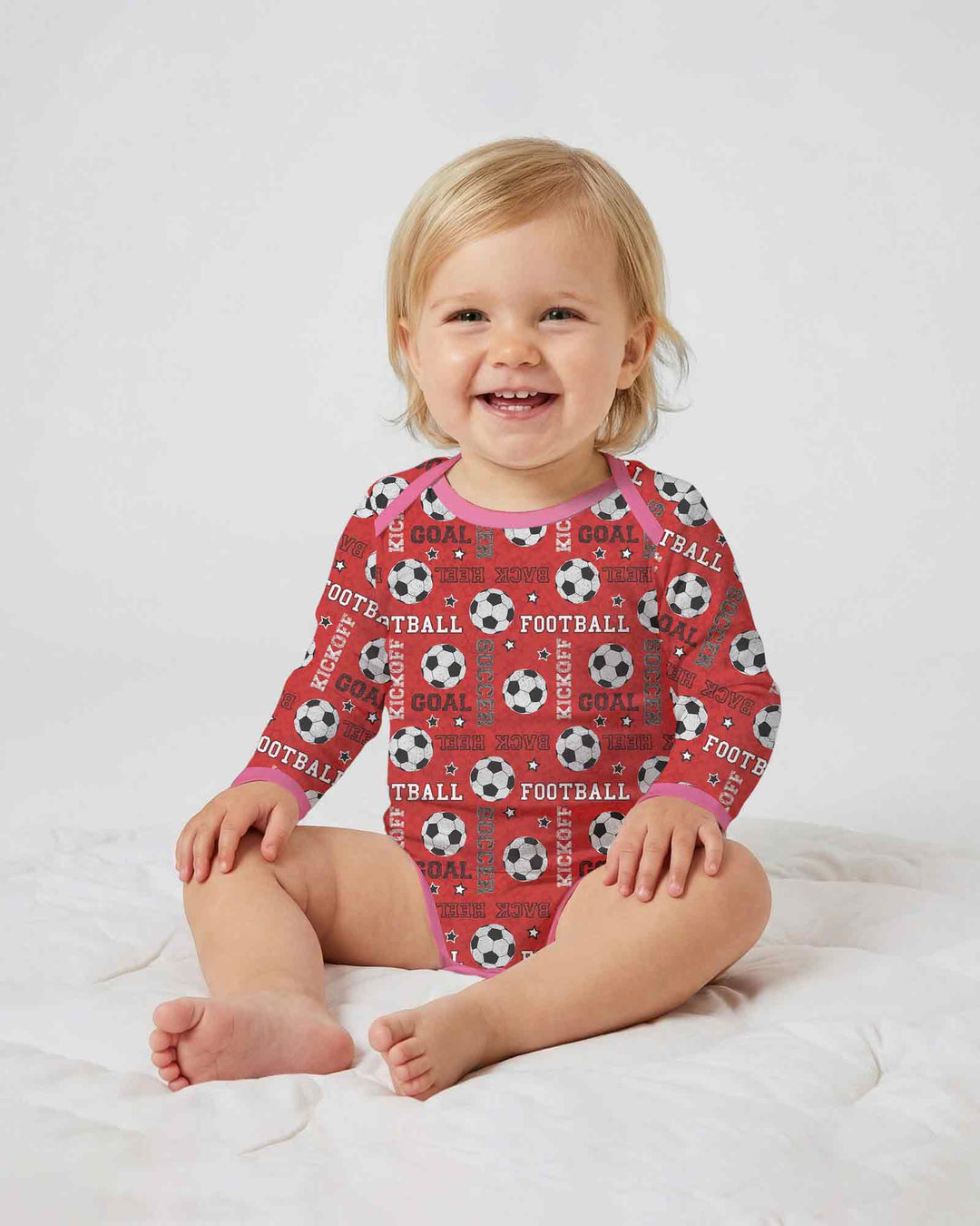 Red Soccer Ball Bamboo Bodysuit