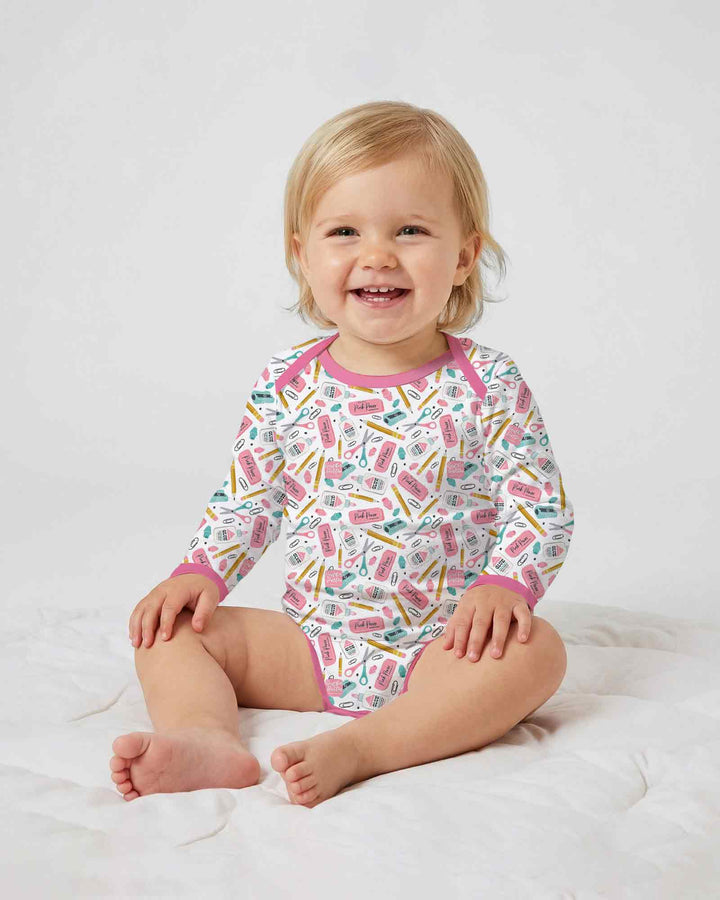 Pink Power School Supplies Bamboo Bodysuit