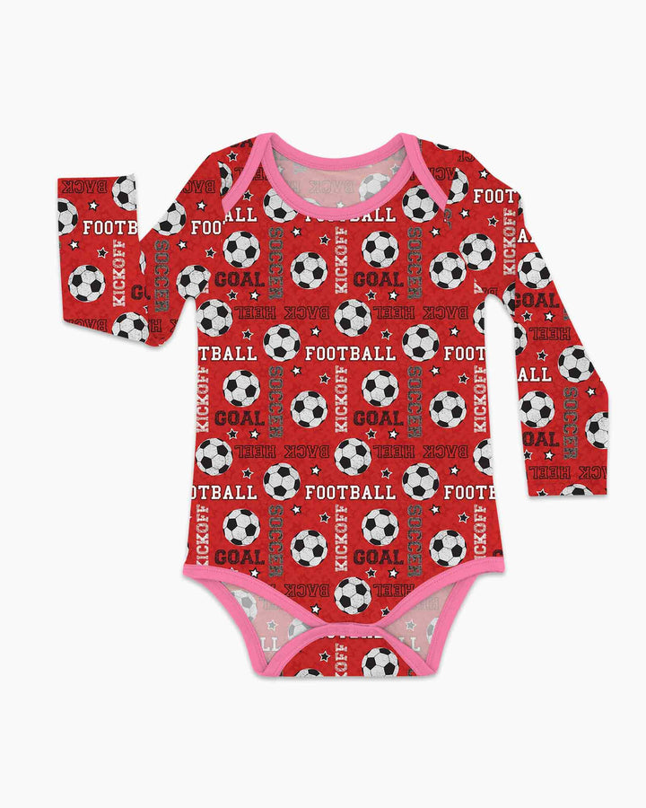 Red Soccer Ball Bamboo Bodysuit