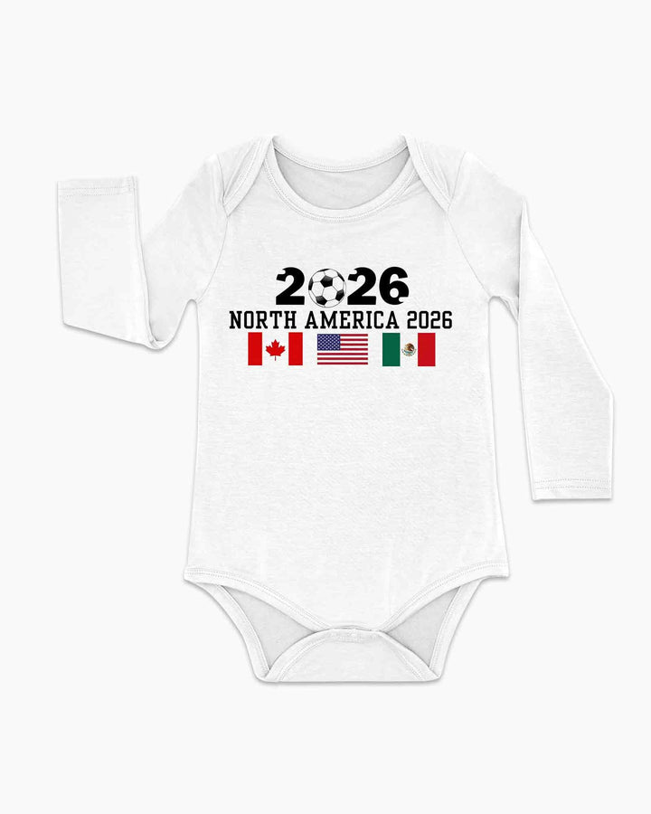 Soccer 2026 USA Canada Mexico Flags Bamboo Bodysuit