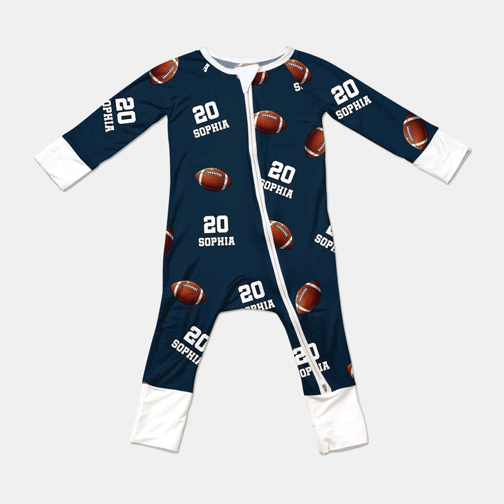 Football Pattern Personalized Bamboo Convertible Zippy