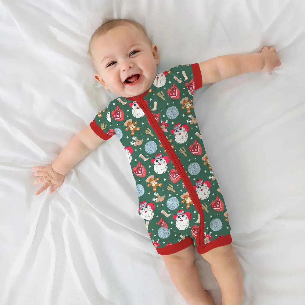 Lovely Western Christmas Boy Shorty Zippy , Lovely Western Christmas Boy Shorty Zippy - 0-3M
