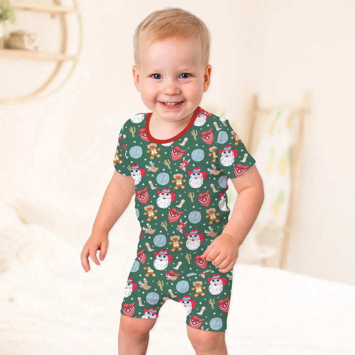 Lovely Western Christmas Boy Two Piece Short Sleeve Shorts Pajama Set , Lovely Western Christmas Boy Two Piece Short Sleeve Shorts Pajama Set - 12-18M
