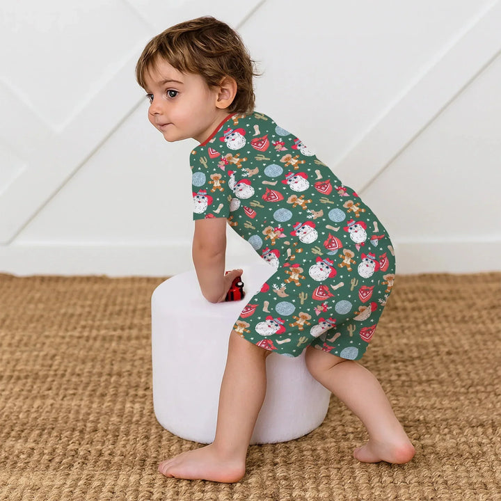 Lovely Western Christmas Boy Two Piece Short Sleeve Shorts Pajama Set , Lovely Western Christmas Boy Two Piece Short Sleeve Shorts Pajama Set - 12-18M