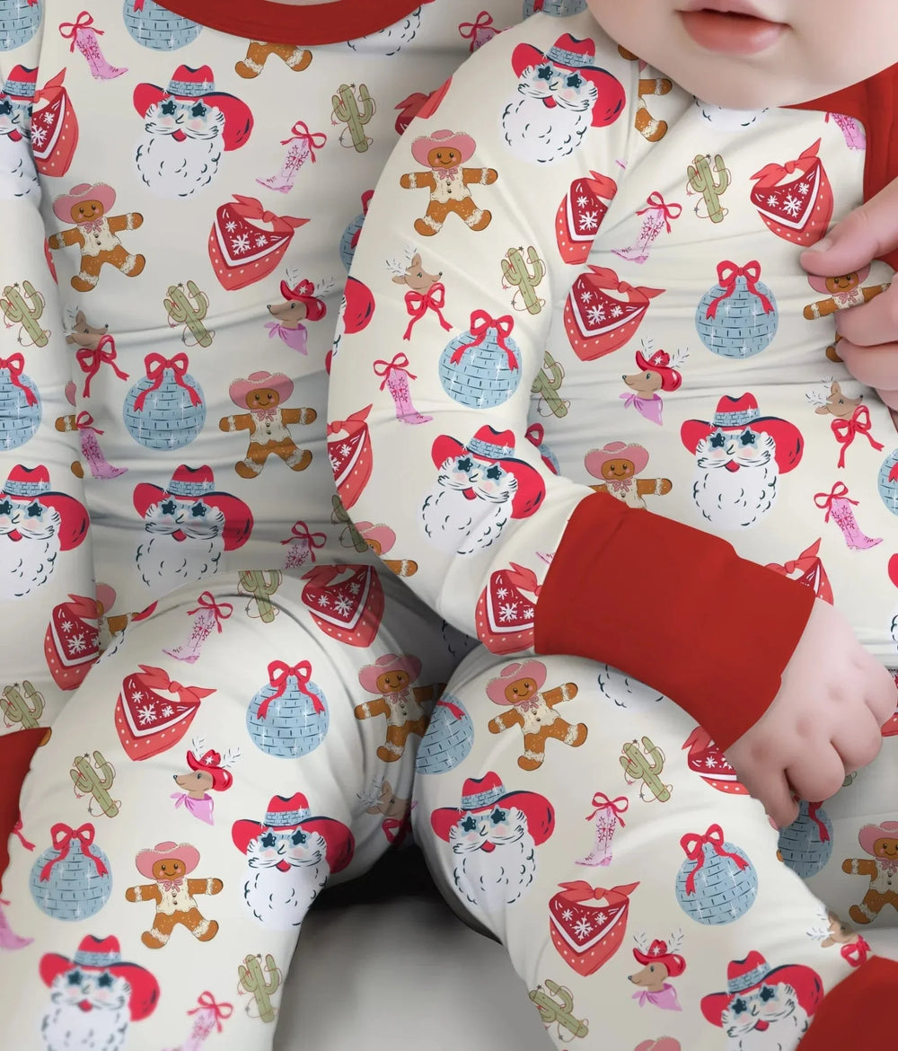 Lovely Western Christmas Girl Two Piece Long Sleeve Pajama Set , Lovely Western Christmas Girl Two Piece Long Sleeve Pajama Set - 12-18M