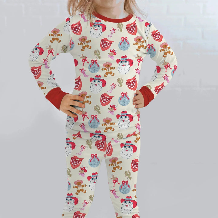 Lovely Western Christmas Girl Two Piece Long Sleeve Pajama Set , Lovely Western Christmas Girl Two Piece Long Sleeve Pajama Set - 12-18M