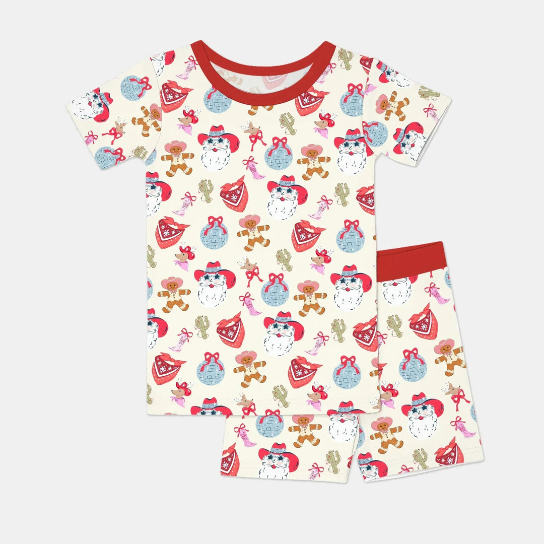 Lovely Western Christmas Girl Two Piece Short Sleeve Shorts Pajama Set , Lovely Western Christmas Girl Two Piece Short Sleeve Shorts Pajama Set - 12-18M