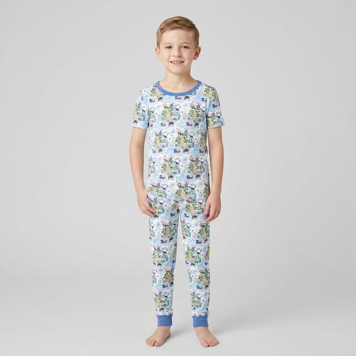 Texas Map Family Matching Bamboo Two Piece Short Sleeve Pajama Set