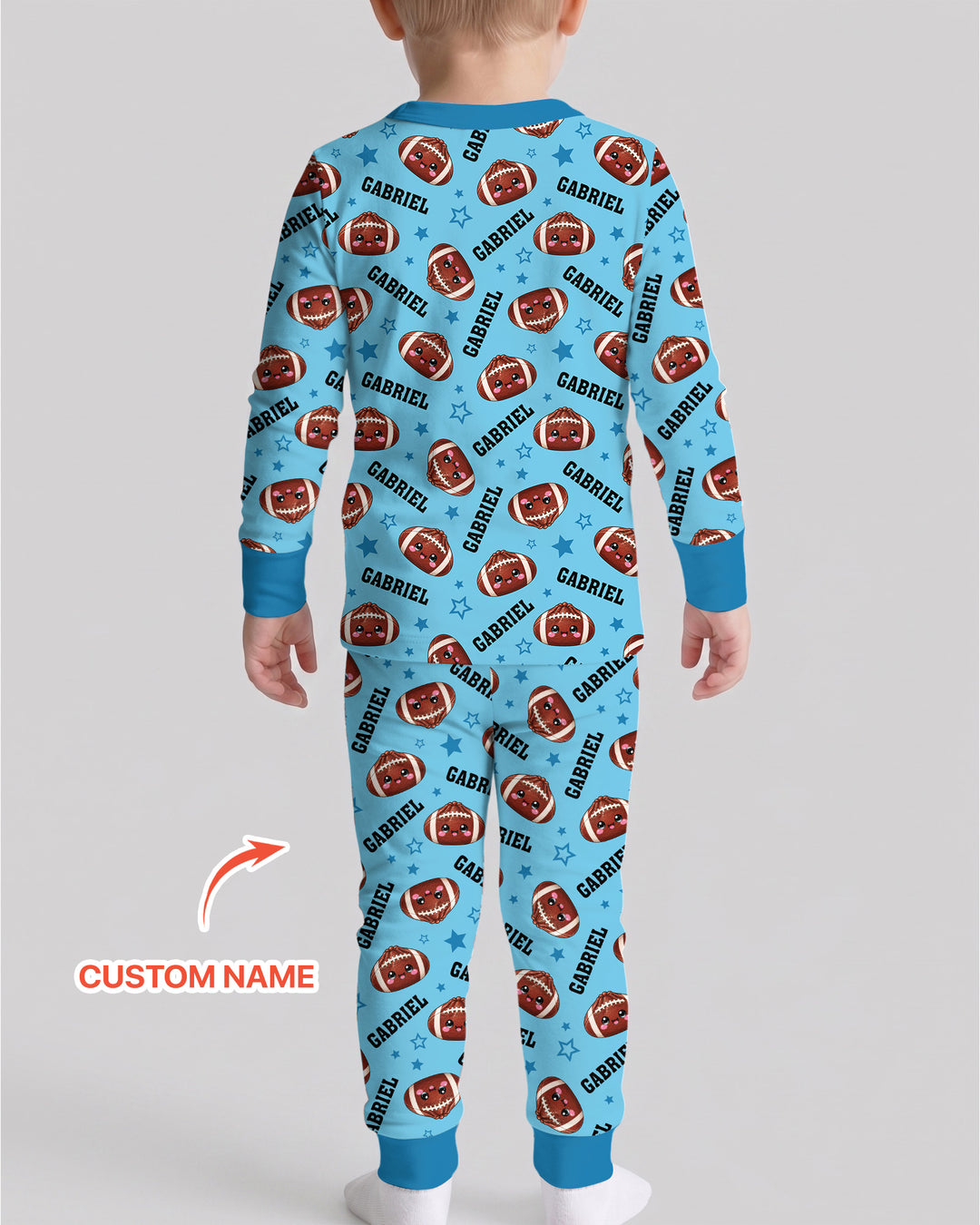 Personalized Sports Dumpling Custom Name Bamboo Two Piece Long Sleeve Pajama Set