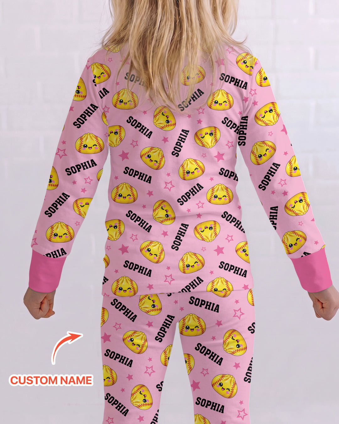 Personalized Sports Dumpling Custom Name Bamboo Two Piece Long Sleeve Pajama Set