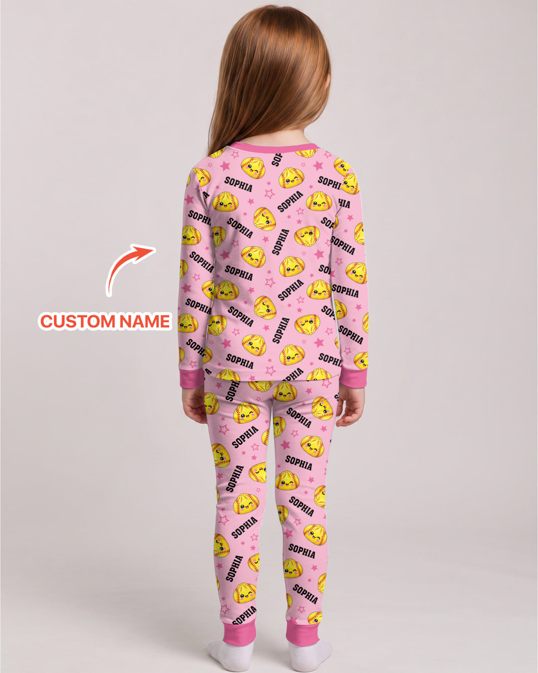 Personalized Sports Dumpling Custom Name Bamboo Two Piece Long Sleeve Pajama Set