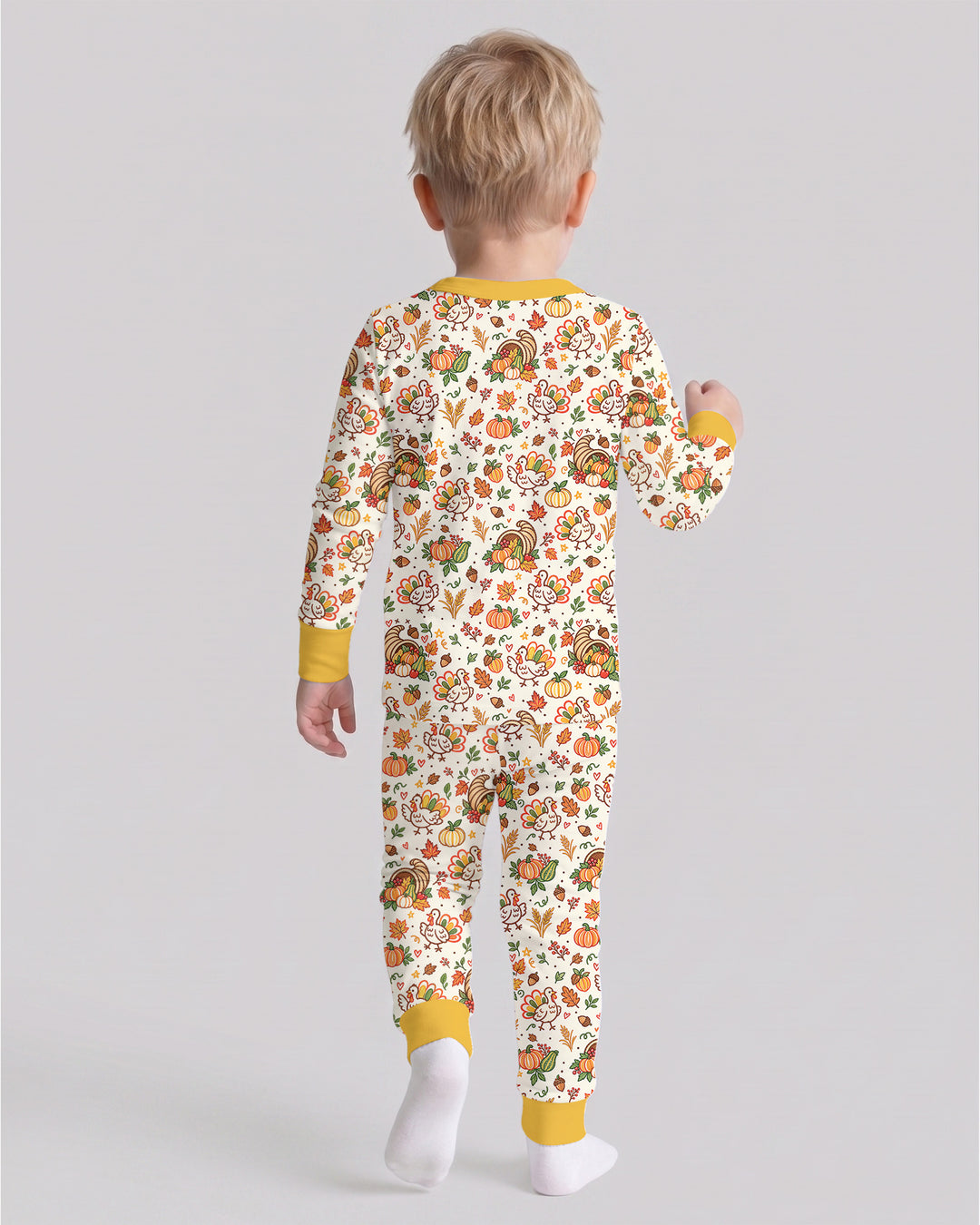 Thanksgiving Turkey Sketch Bamboo Two Piece Long Sleeve Pajama Set